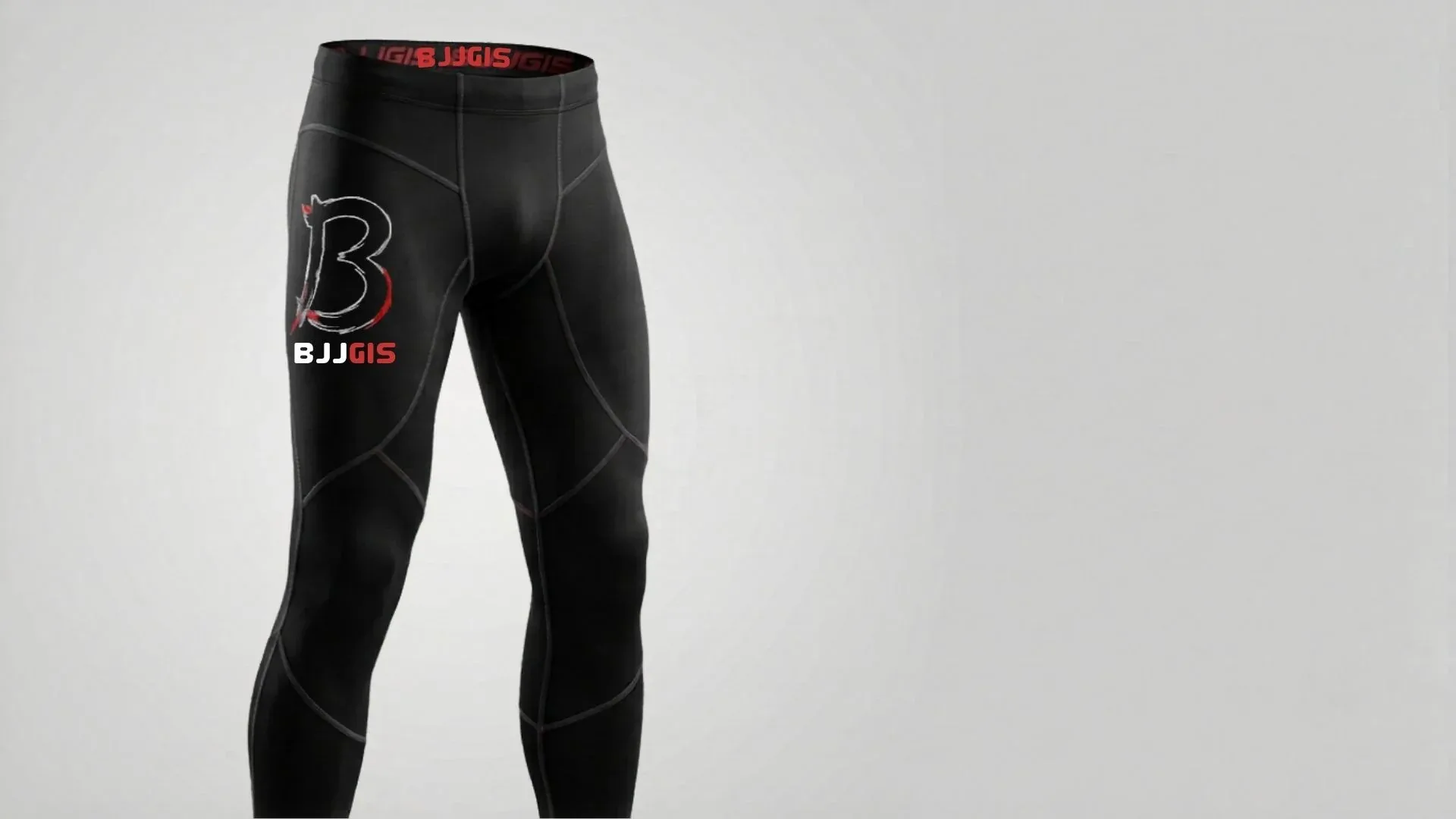 Black compression spats with BJJ Gis branding