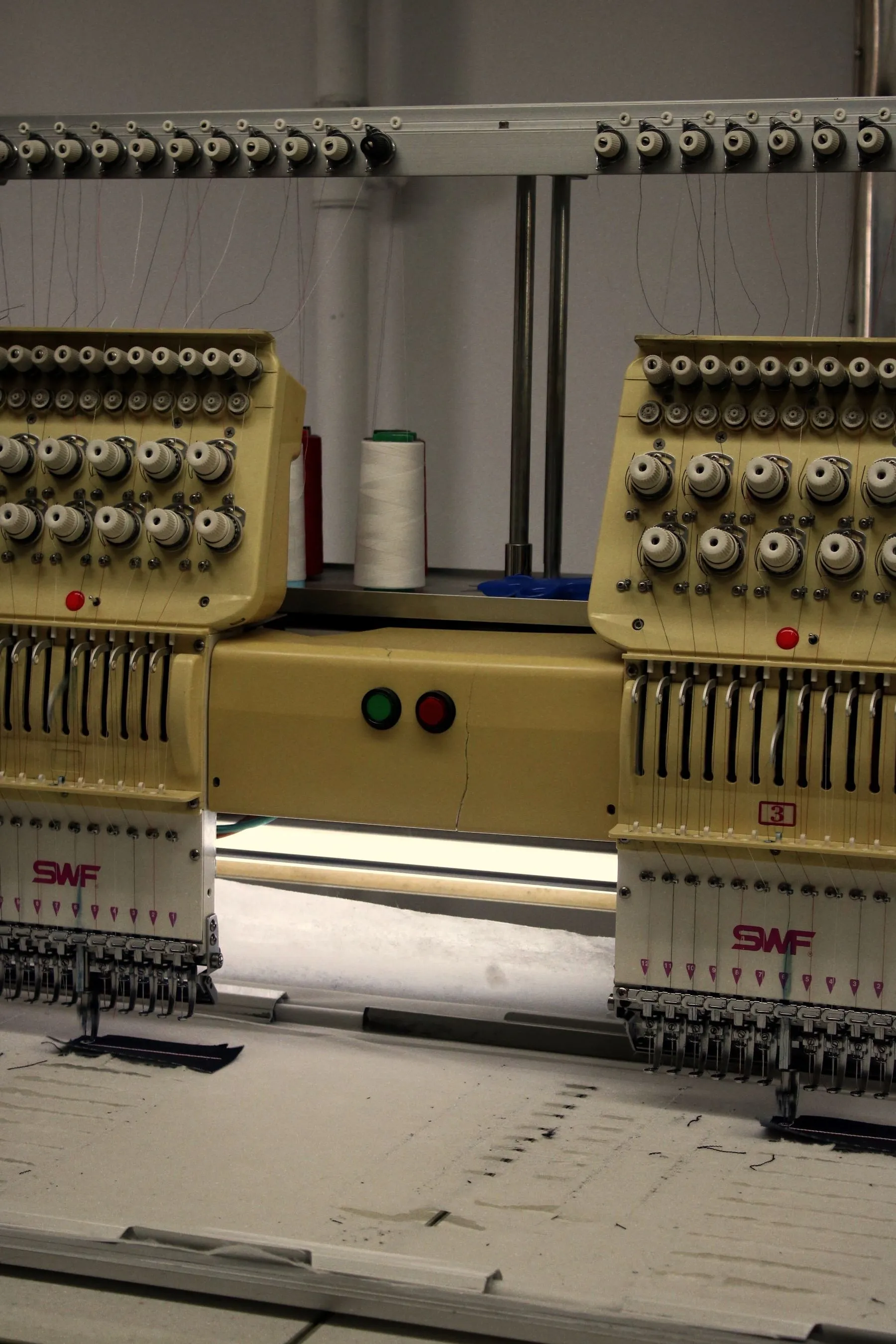 Computerised embroidery machine in production