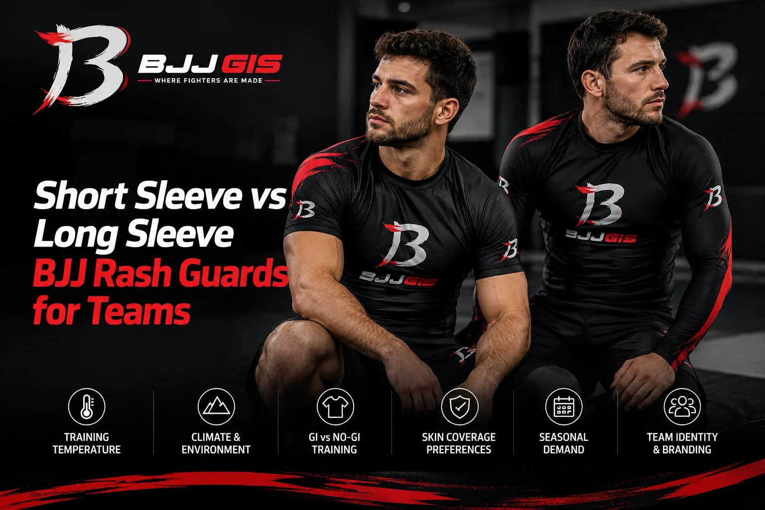 Short sleeve vs long sleeve BJJ rash guards for teams